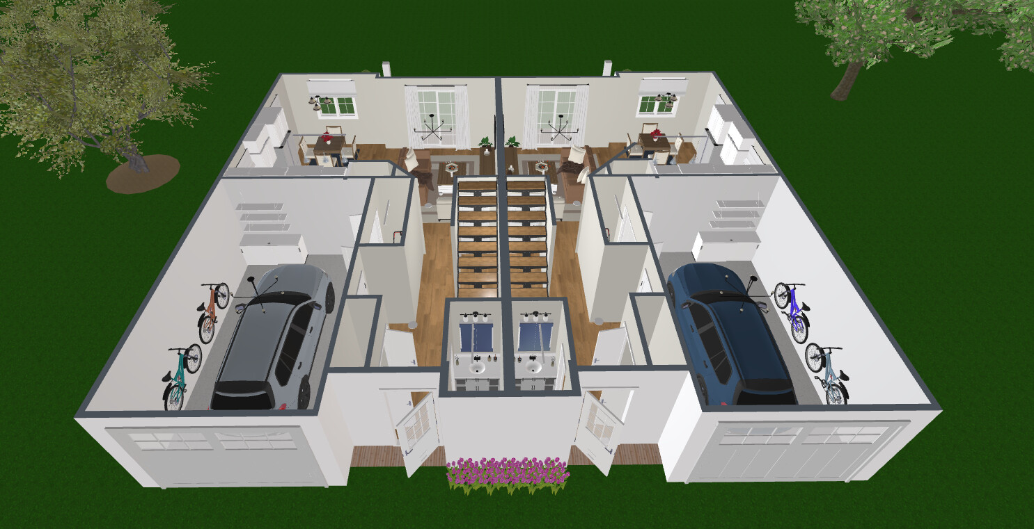 Blueprints - Spacious Modern Duplex House Plan — 6 Bedrooms, 313 m² (3,369 sq ft), 2 Garages