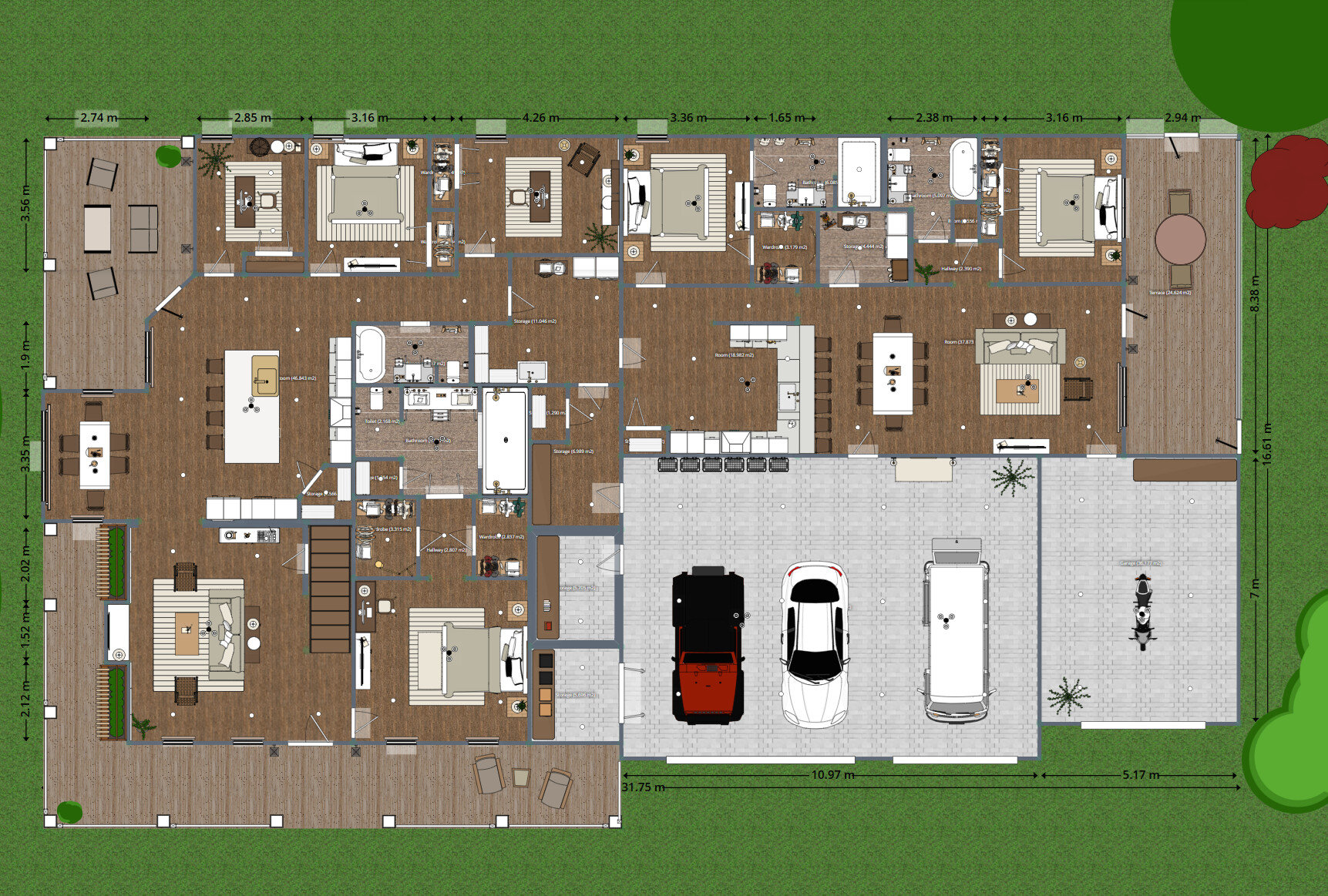 Blueprints - Grand Multi-Car House Plan — 4 Bedrooms, 538 m² (5,791 sq ft), Game Loft & 4-Car Garages