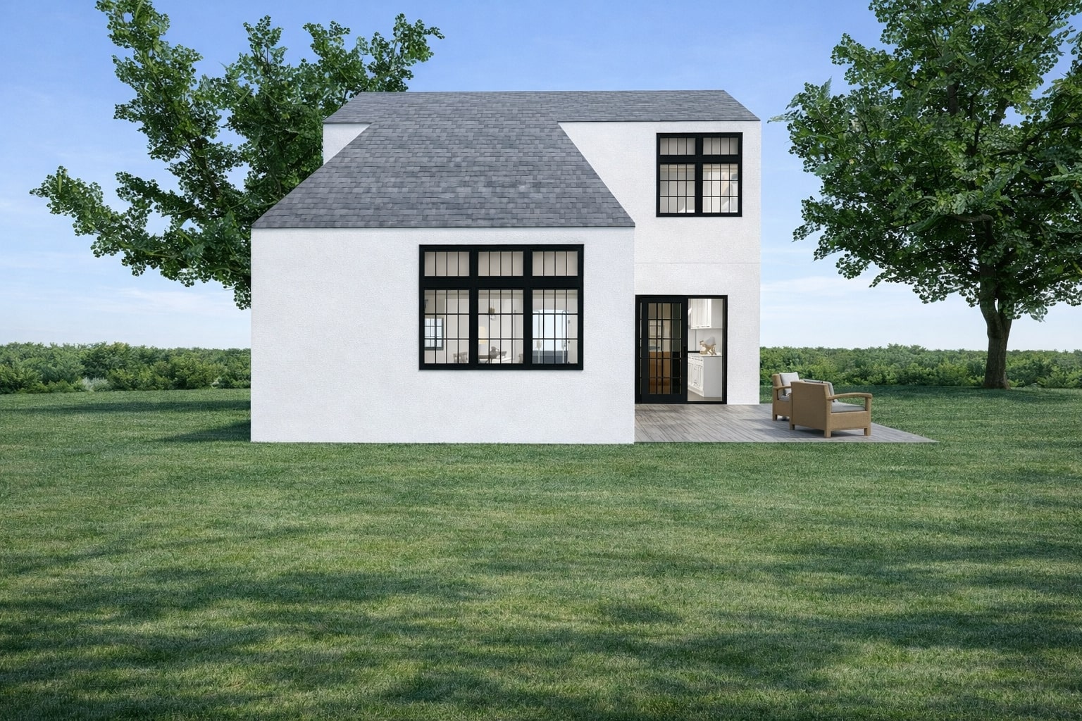 Galería de visualizaciones - Plano compacto de casa tipo cottage de 2 plantas — 3 dormitorios, 135 m² (sin garaje)