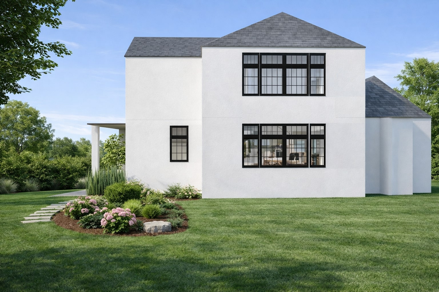 Galería de visualizaciones - Plano compacto de casa tipo cottage de 2 plantas — 3 dormitorios, 135 m² (sin garaje)