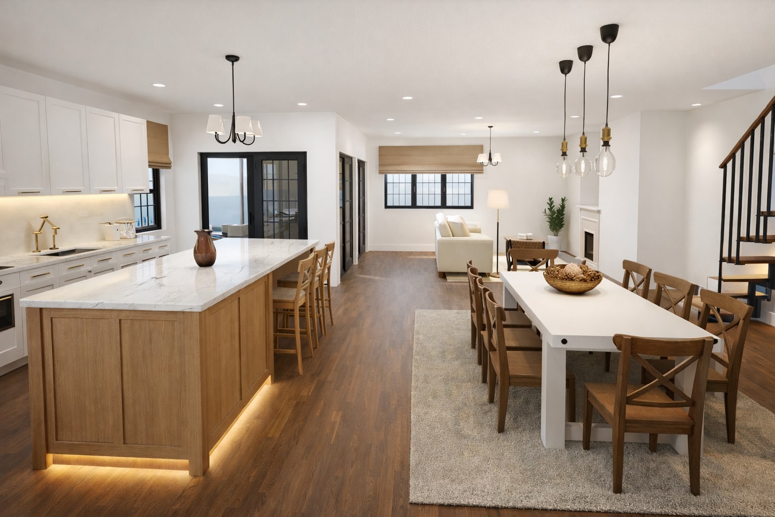 Galería de visualizaciones - Plano compacto de casa tipo cottage de 2 plantas — 3 dormitorios, 135 m² (sin garaje)