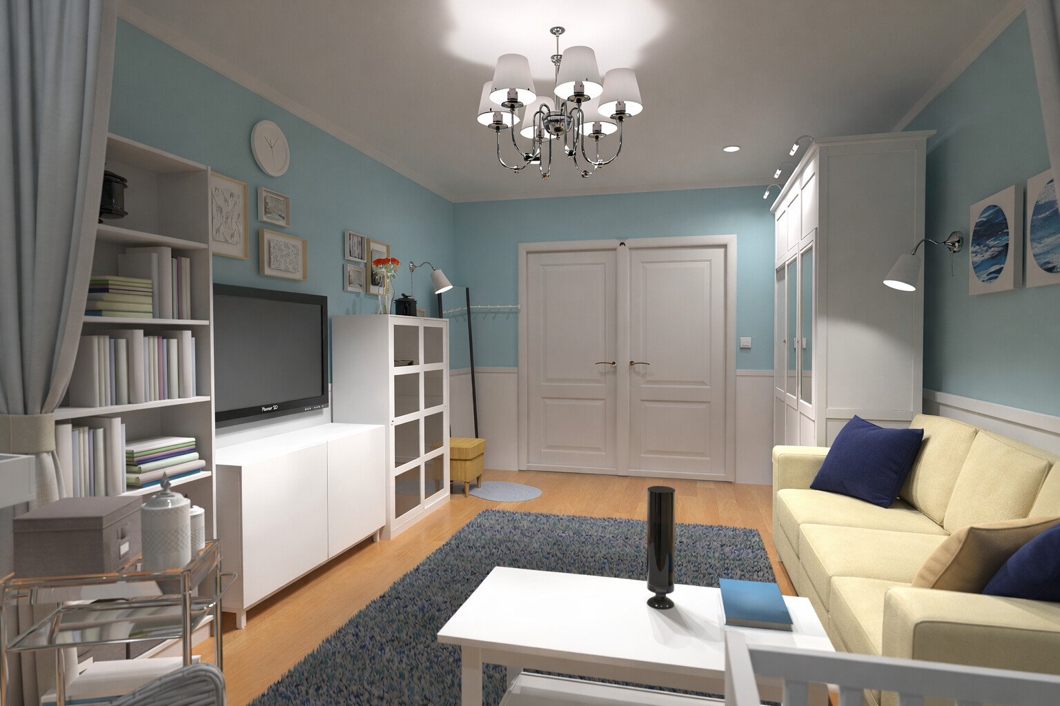Visualization gallery - Bright Studio Apartment Plan — 53 m² (570 sq ft), Balcony, Nursery Nook & Ample Storage