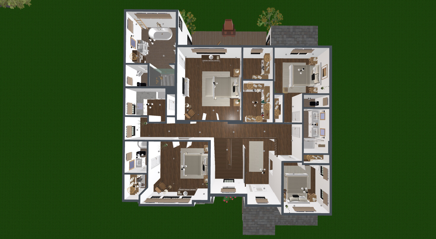 Blueprints - Stylish Two-Story Luxury Home Plan — 5 Bedrooms, 5.5 Baths, 356 m² (1-Car Garage)