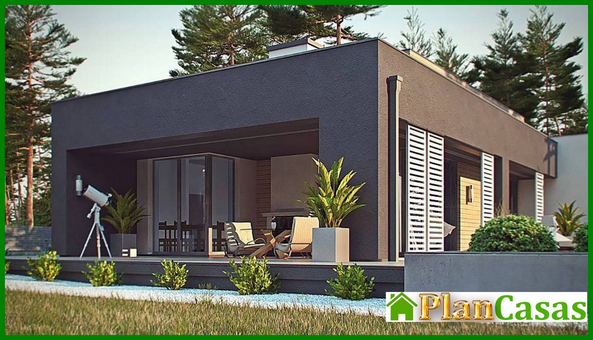 Visualization gallery - One-story modern mansion for a narrow plot