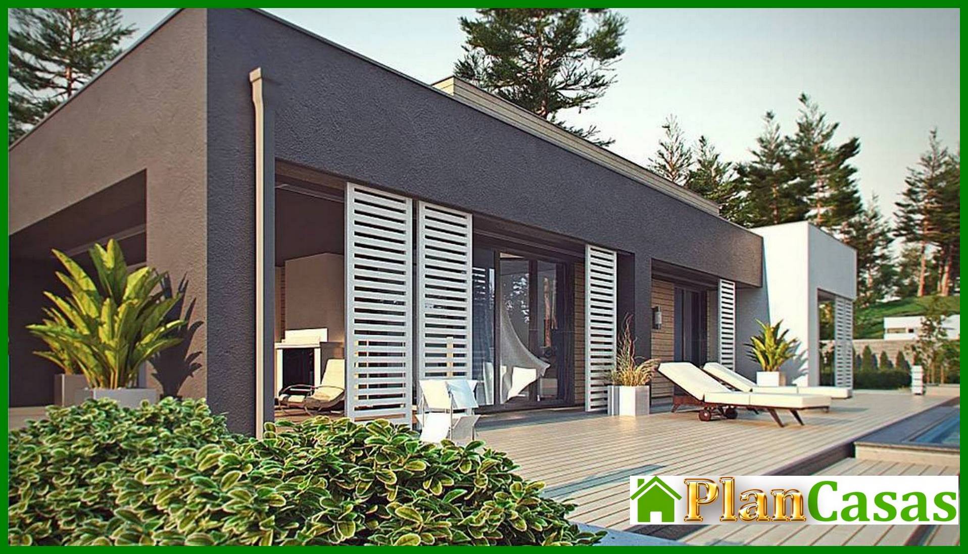 Visualization gallery - One-story modern mansion for a narrow plot