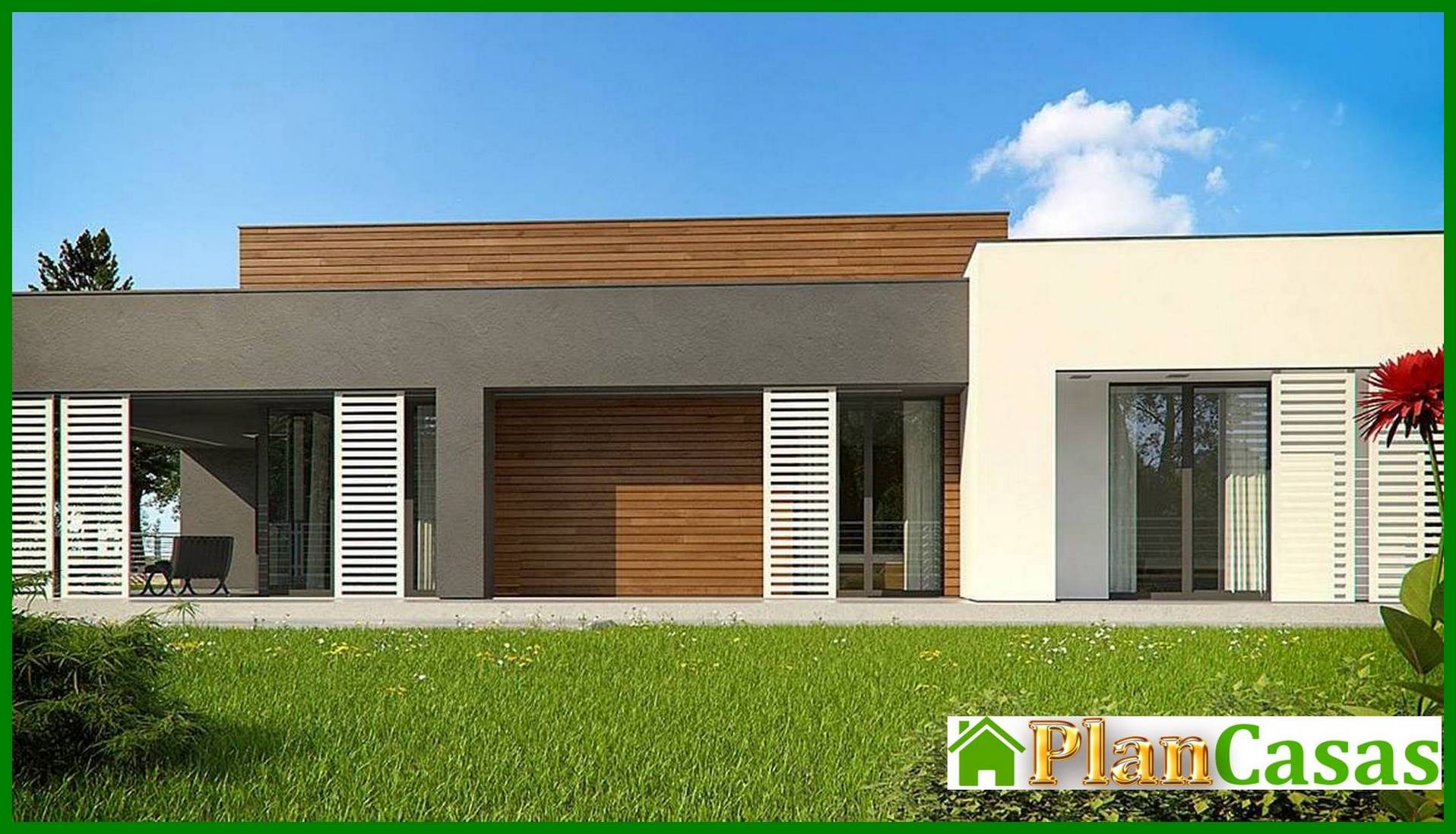 Visualization gallery - One-story modern mansion for a narrow plot