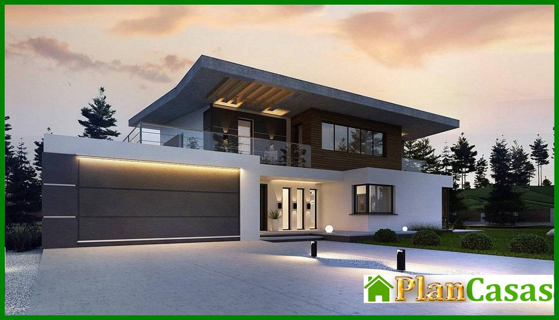 Visualization gallery - Modern two-story mansion with a terrace on the second floor