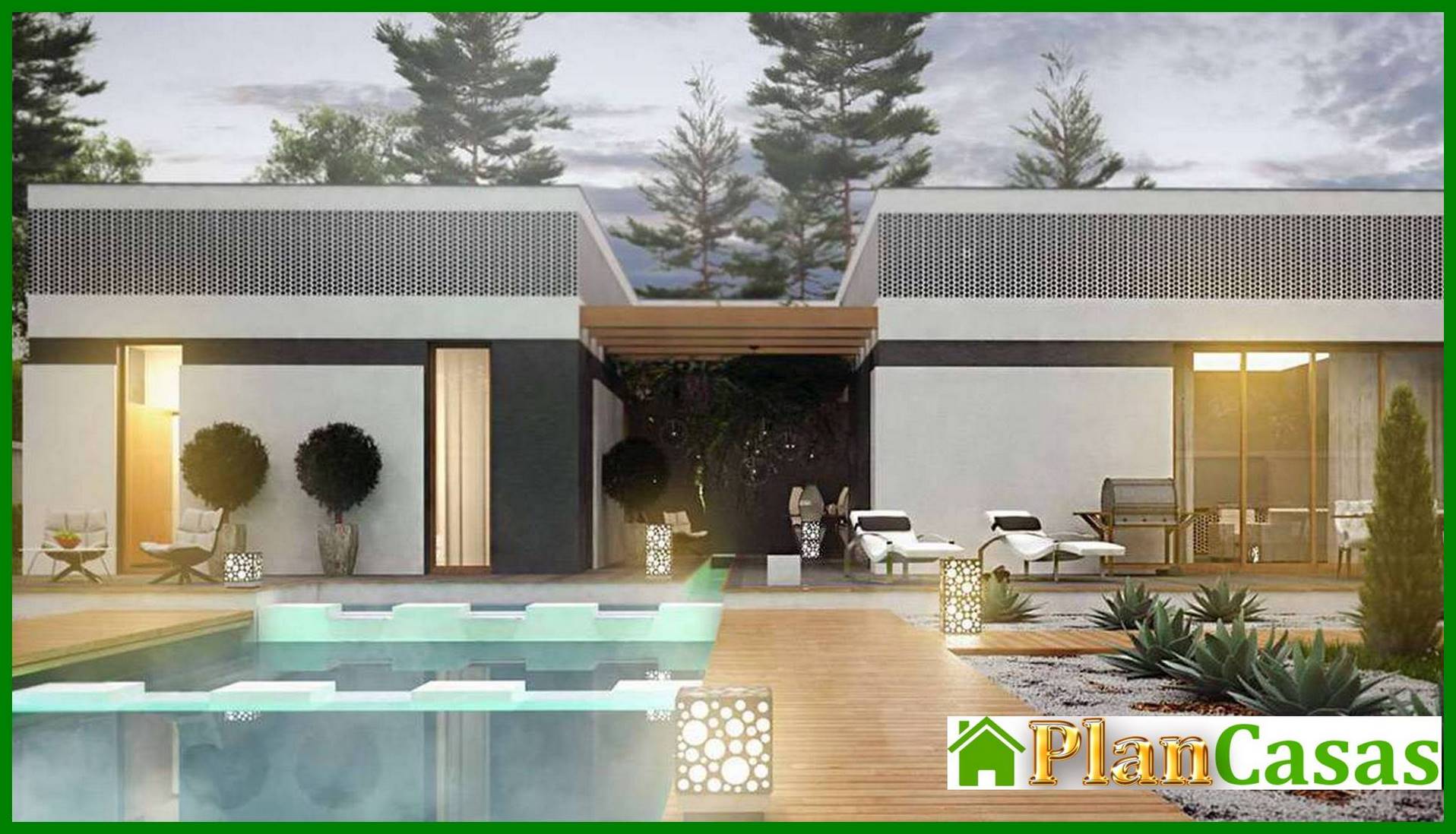 Modern house with a comfortable patio house plan