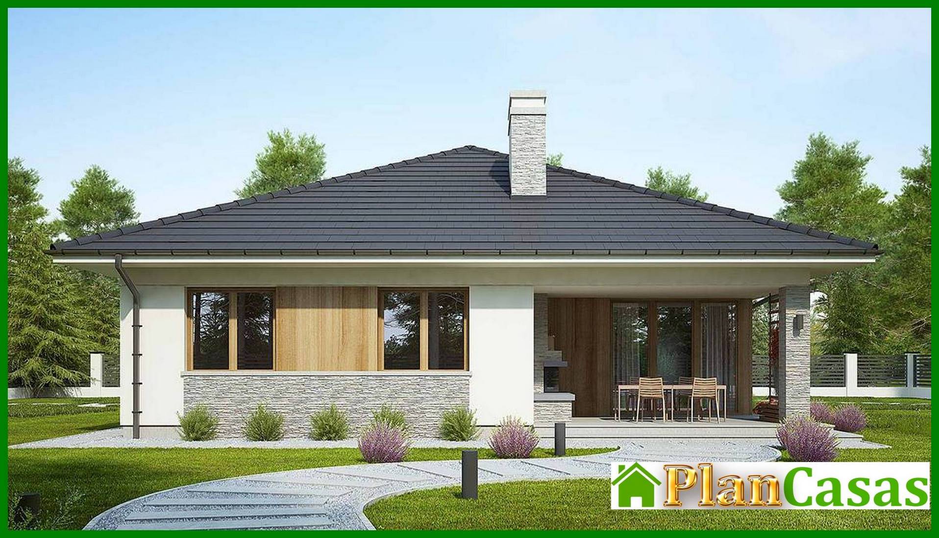 Elegant one-story house with three bedrooms house plan