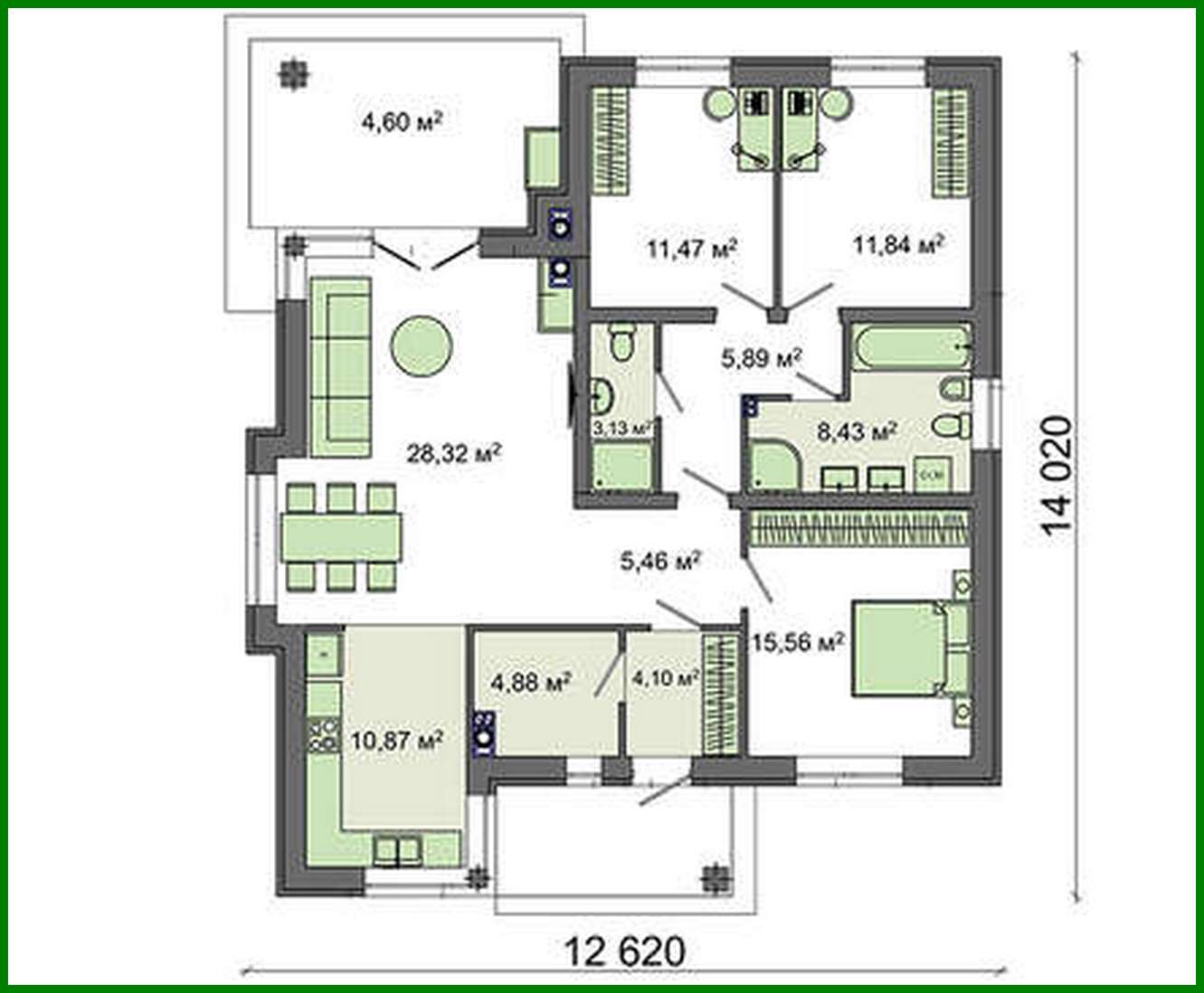 Visualization gallery - Elegant one-story house with three bedrooms