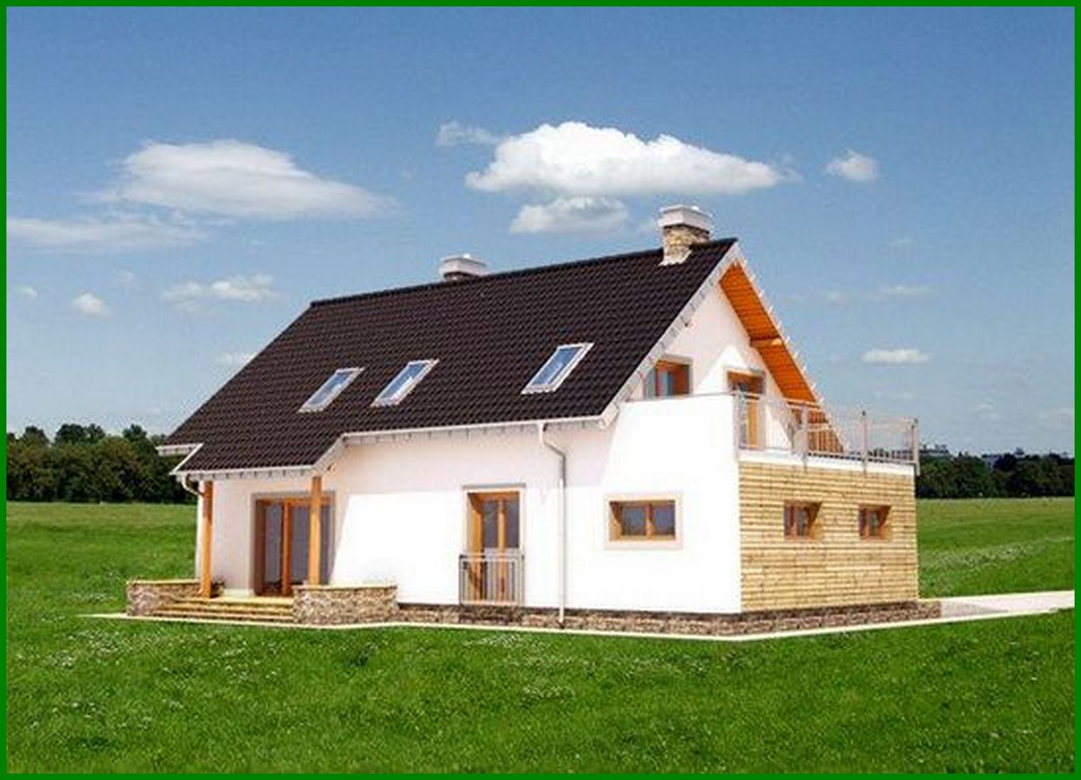 Visualization gallery - Attractive two-story house with spacious balconies