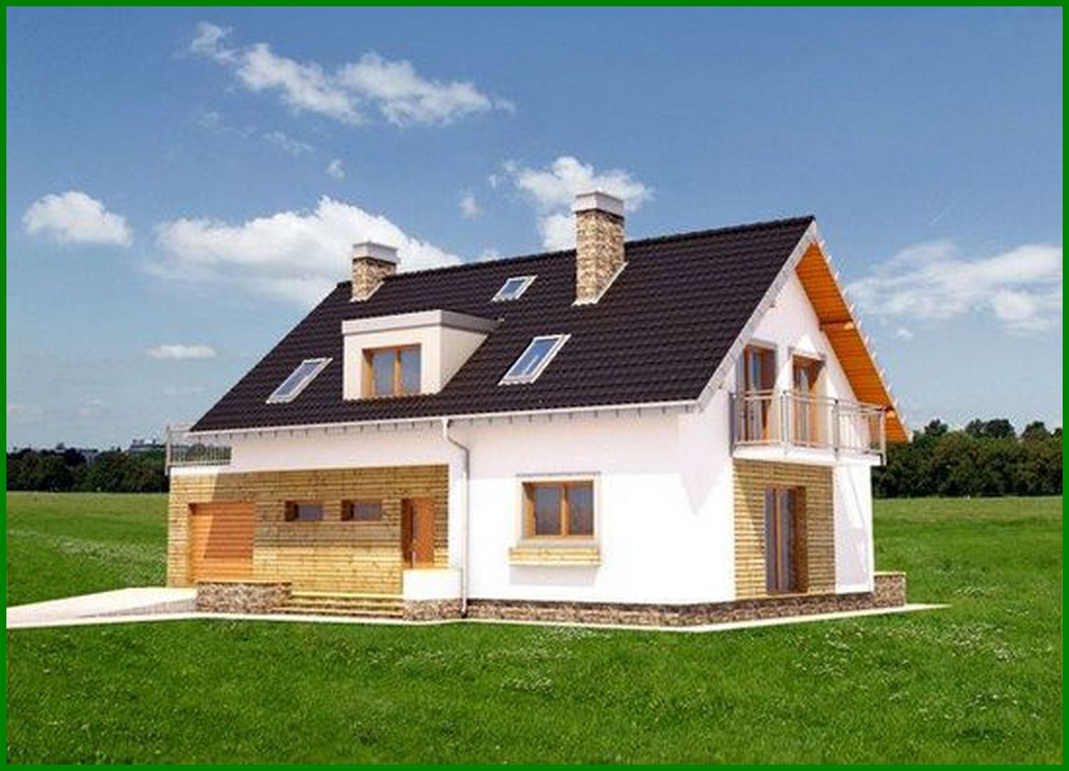 Visualization gallery - Attractive two-story house with spacious balconies