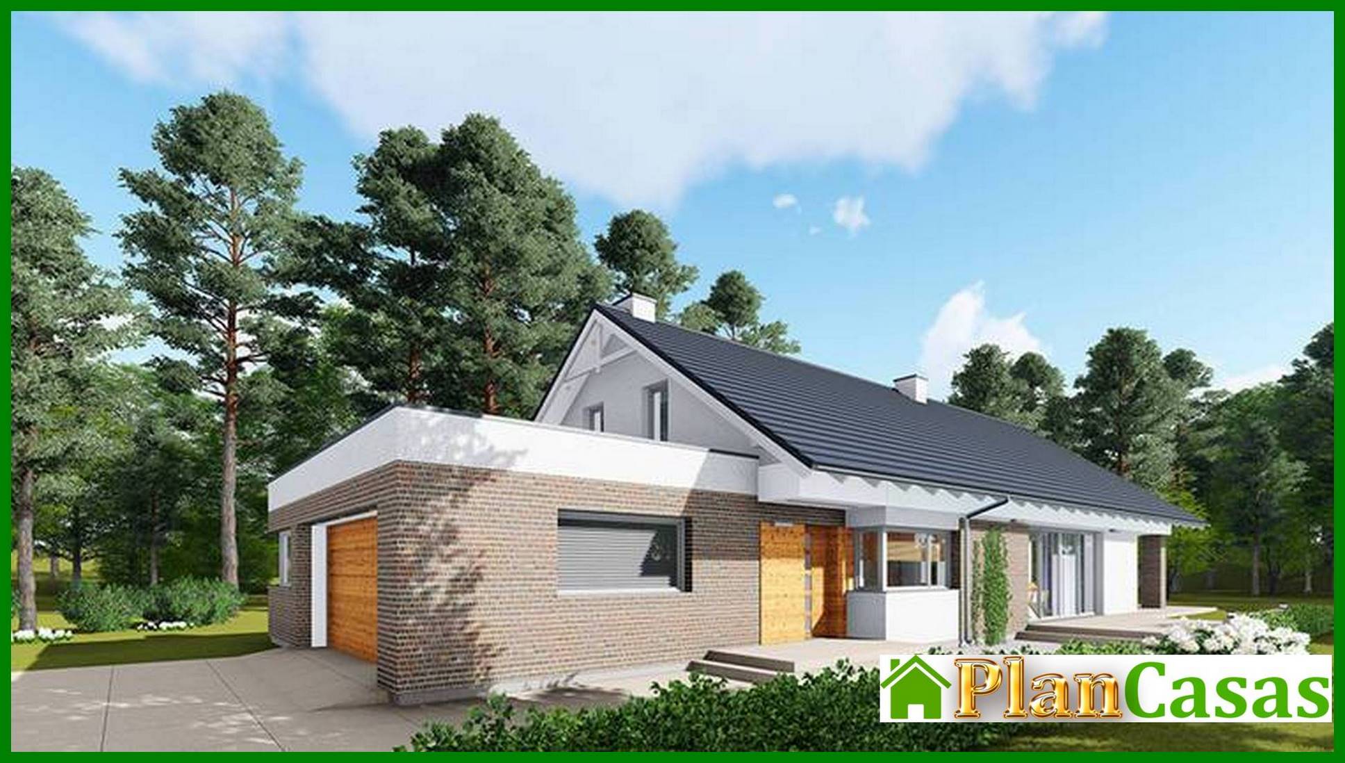 One-story apartment building with attic and terrace house plan