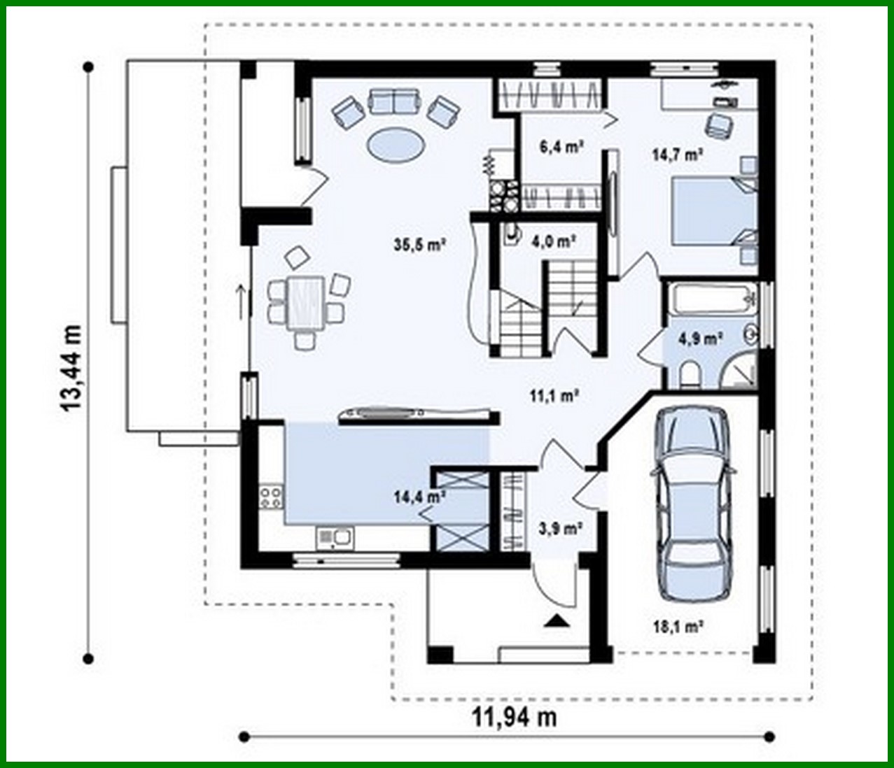 Visualization gallery - Cottage project with side terrace