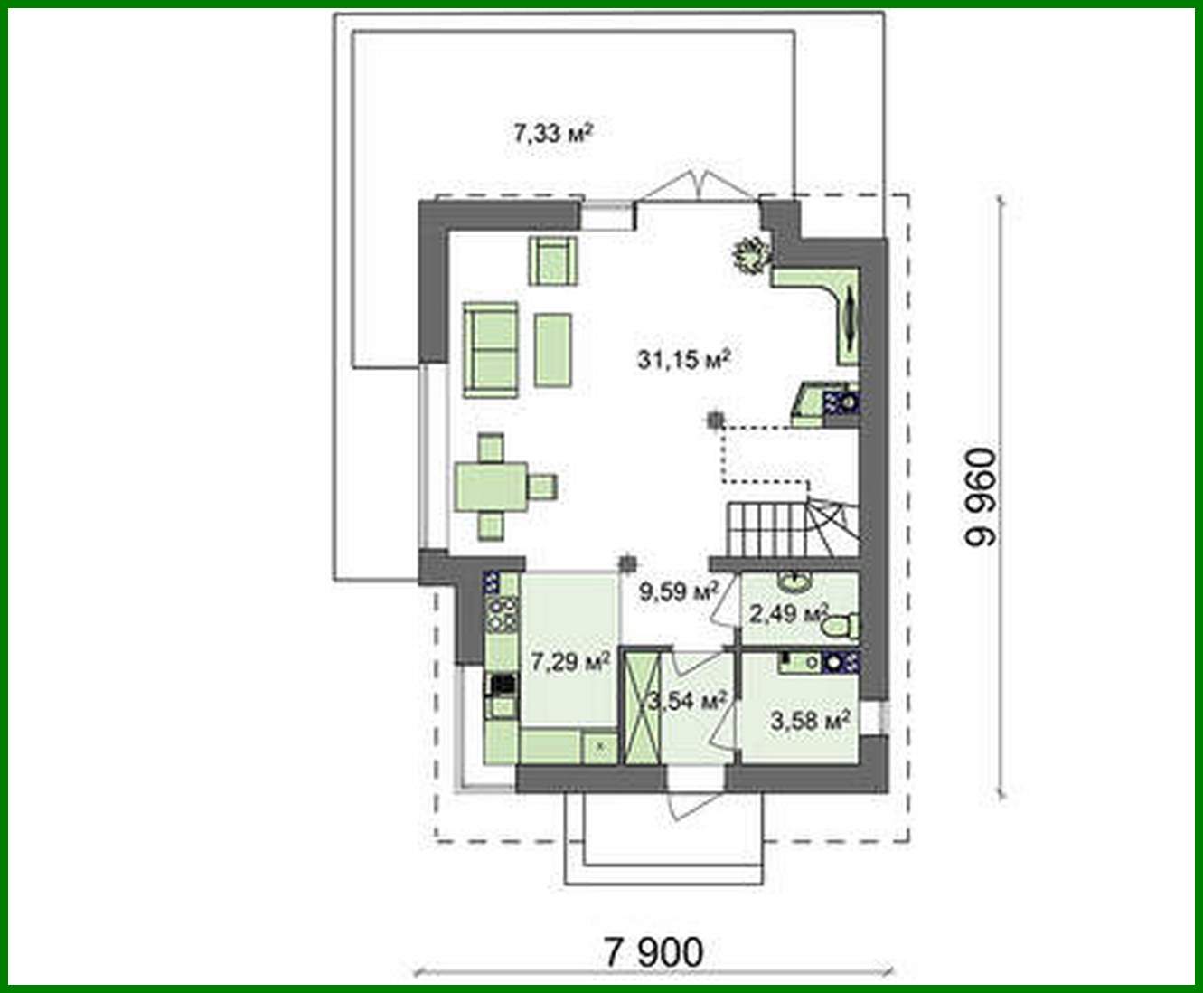 Visualization gallery - The project of an economical house for a narrow plot