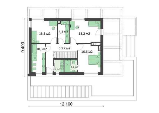 Visualization gallery - Two-story residential building with spacious verandas