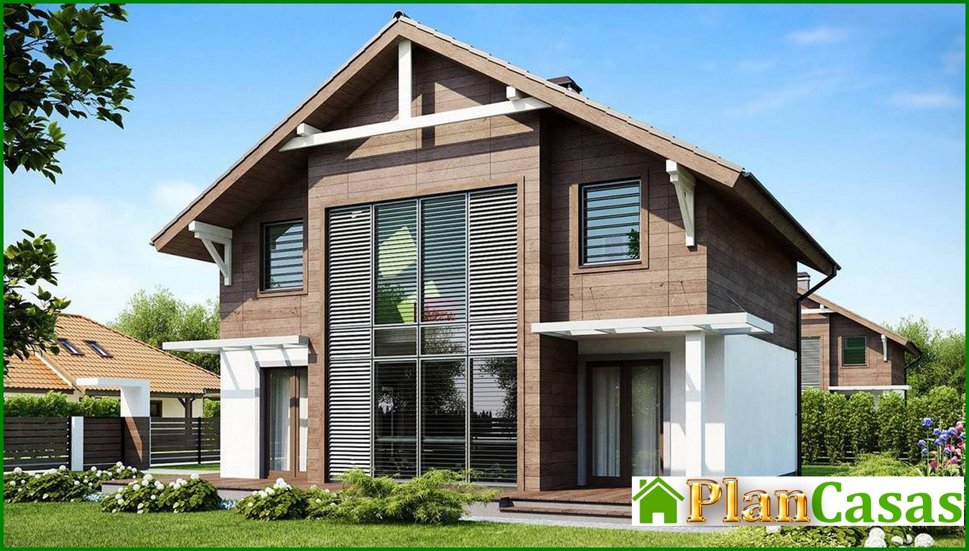 Visualization gallery - The project of a two-story house with panoramic glazing