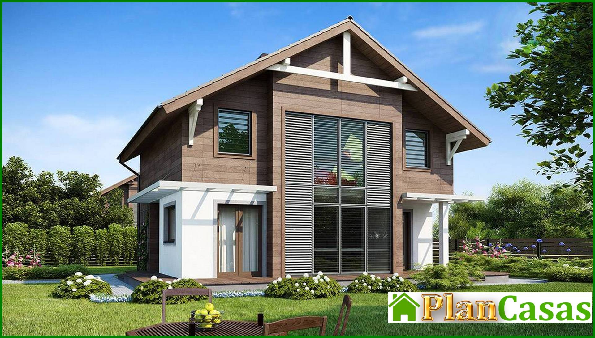 The project of a two-story house with panoramic glazing house plan