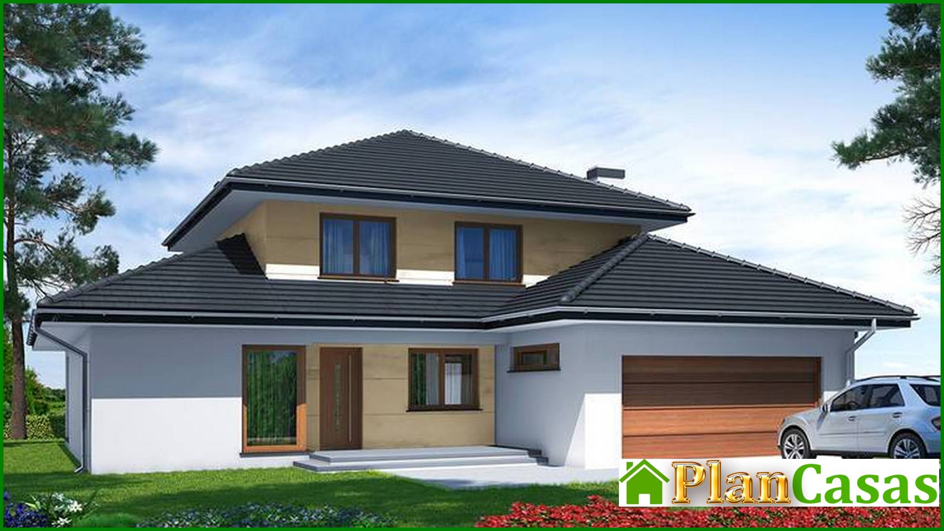 Two-story apartment with two bedrooms on the ground floor house plan
