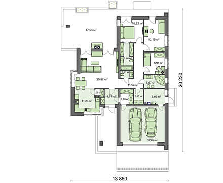 Visualization gallery - Modern house with three bedrooms and three bathrooms