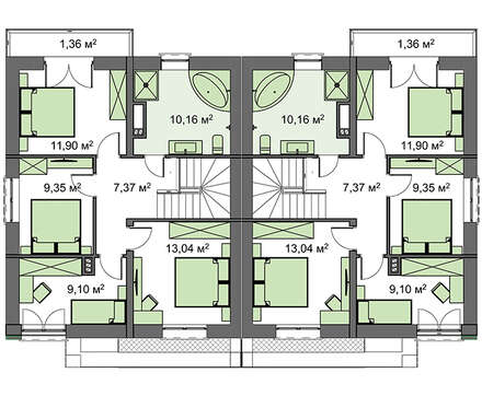 Visualization gallery - Residential home for two families with beautiful balconies