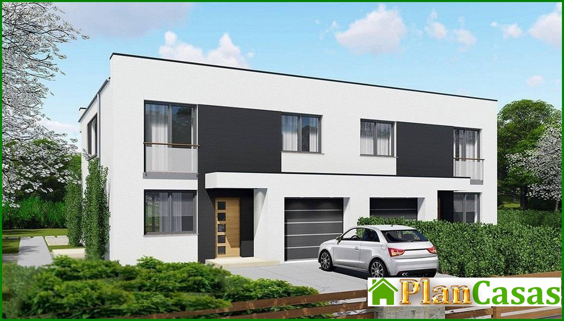 Residential home for two families with beautiful balconies house plan