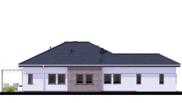 Galería de visualizaciones - Proyecto de casa de una planta con decoración de piedra artificial