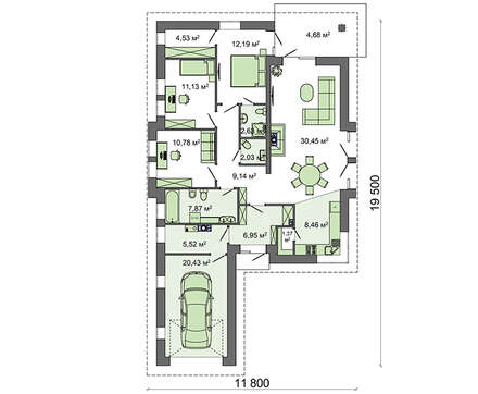 Galería de visualizaciones - Proyecto de casa de una planta con decoración de piedra artificial