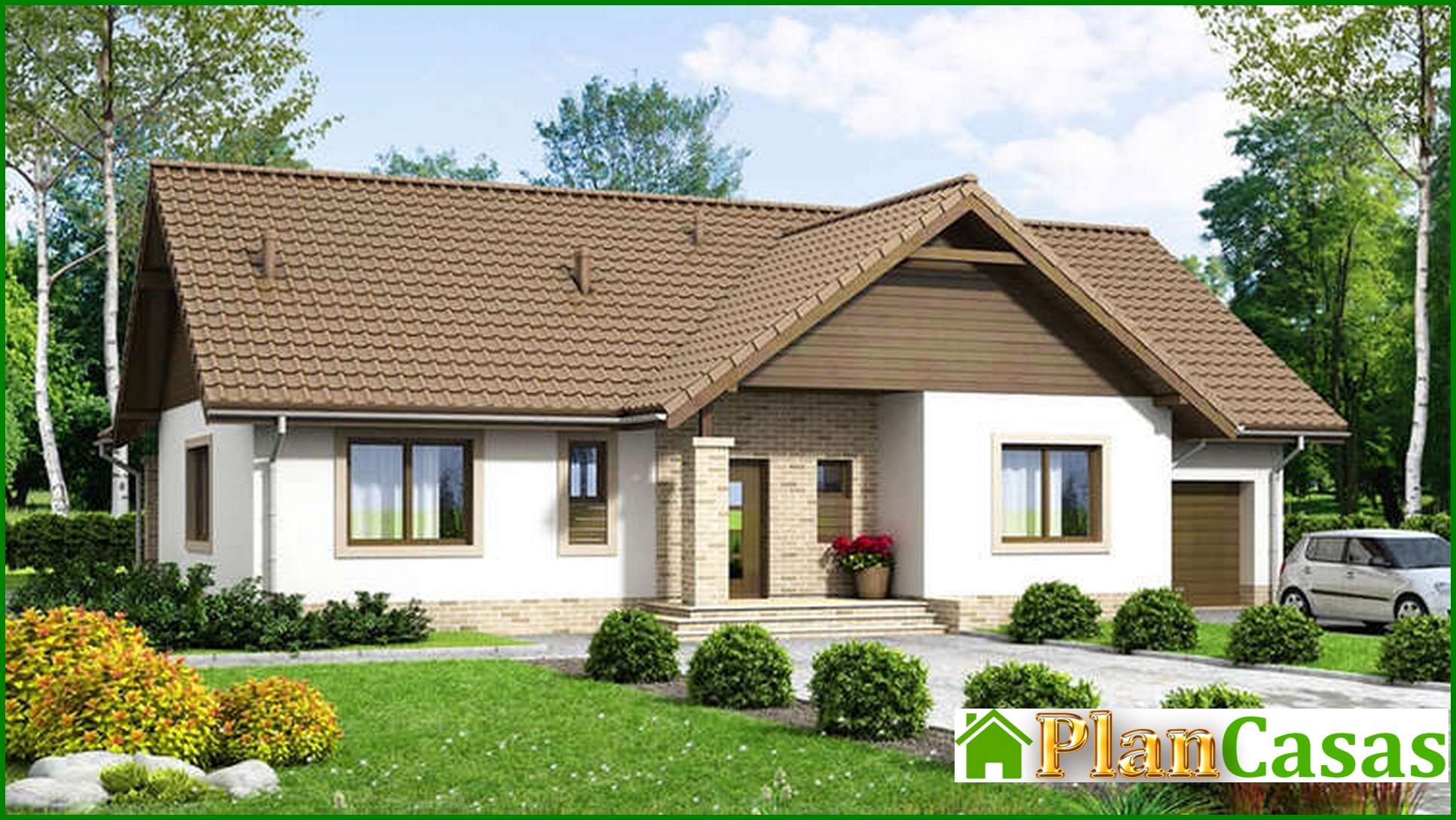 Three-bedroom one-story house project house plan