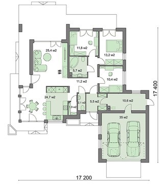 Visualization gallery - One-story house with huge windows in the living room