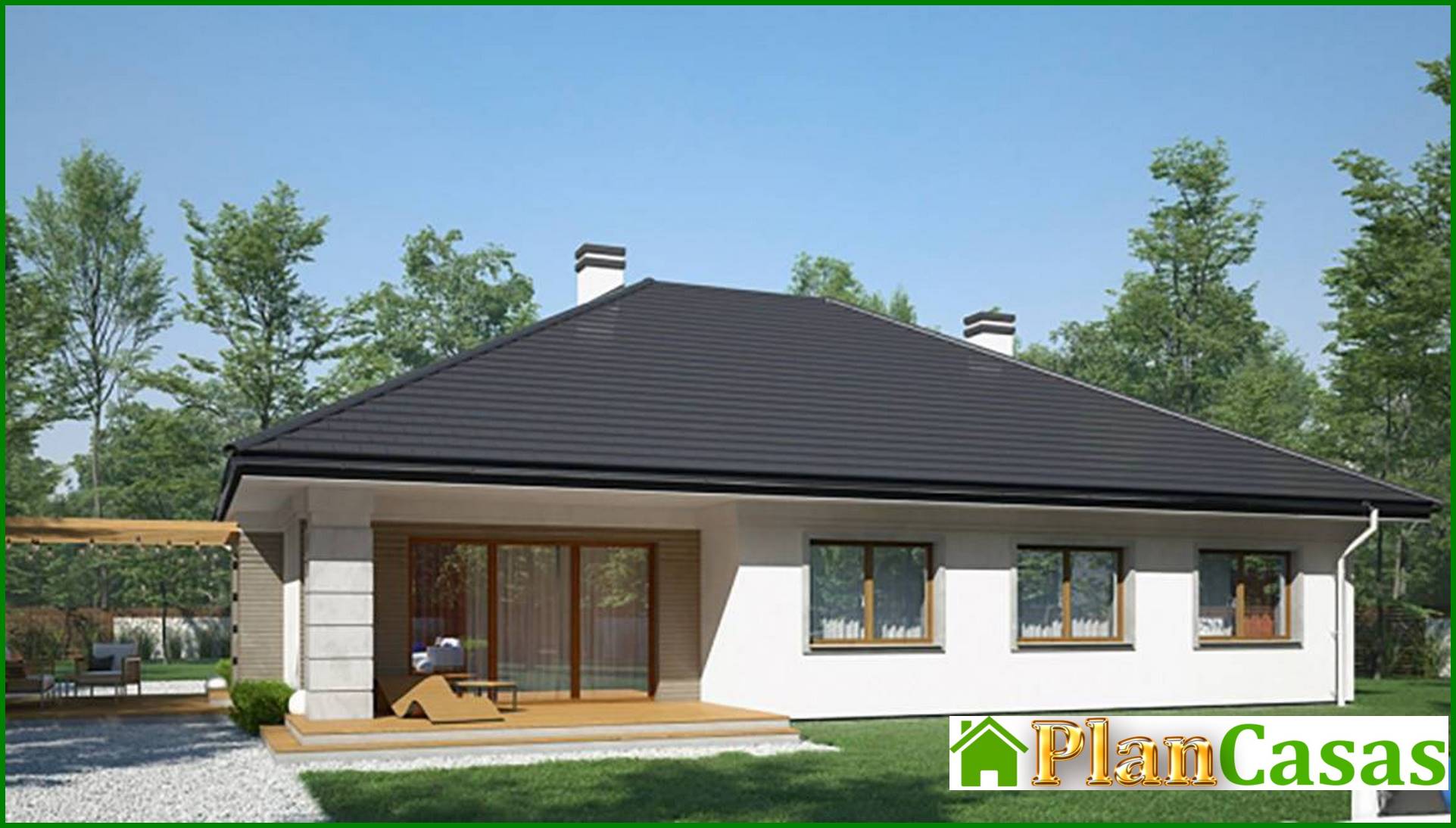 One-storey house with an open spacious terrace house plan