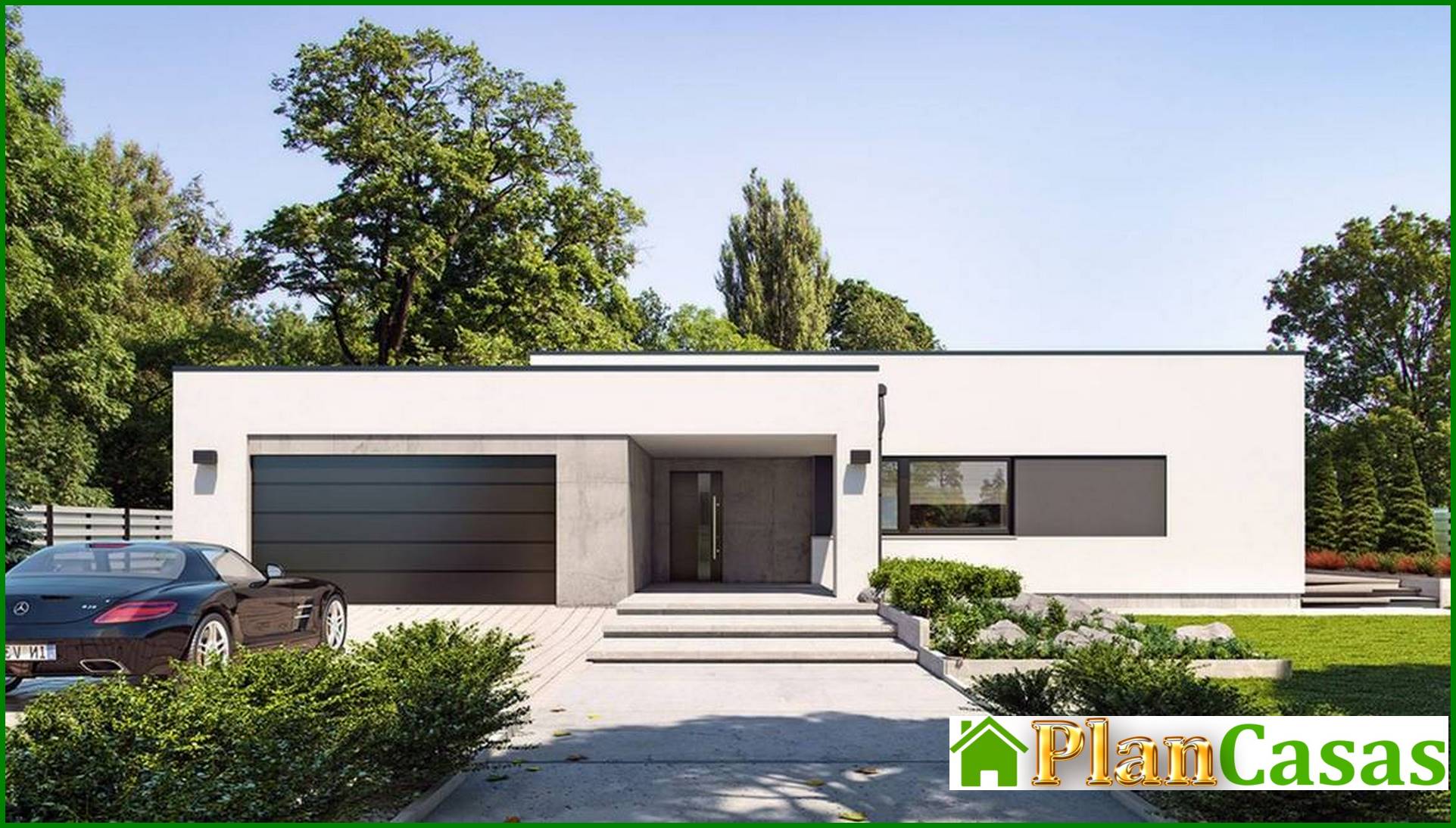 Visualization gallery - Modern one-story snow-white cottage