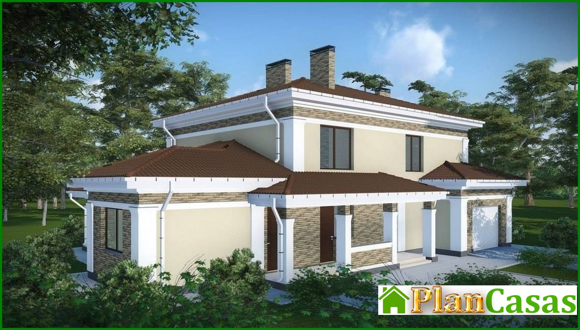 Visualization gallery - A project of a comfortable country cottage with a garage for two families