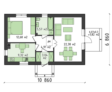 Visualization gallery - Small house with a spacious living room
