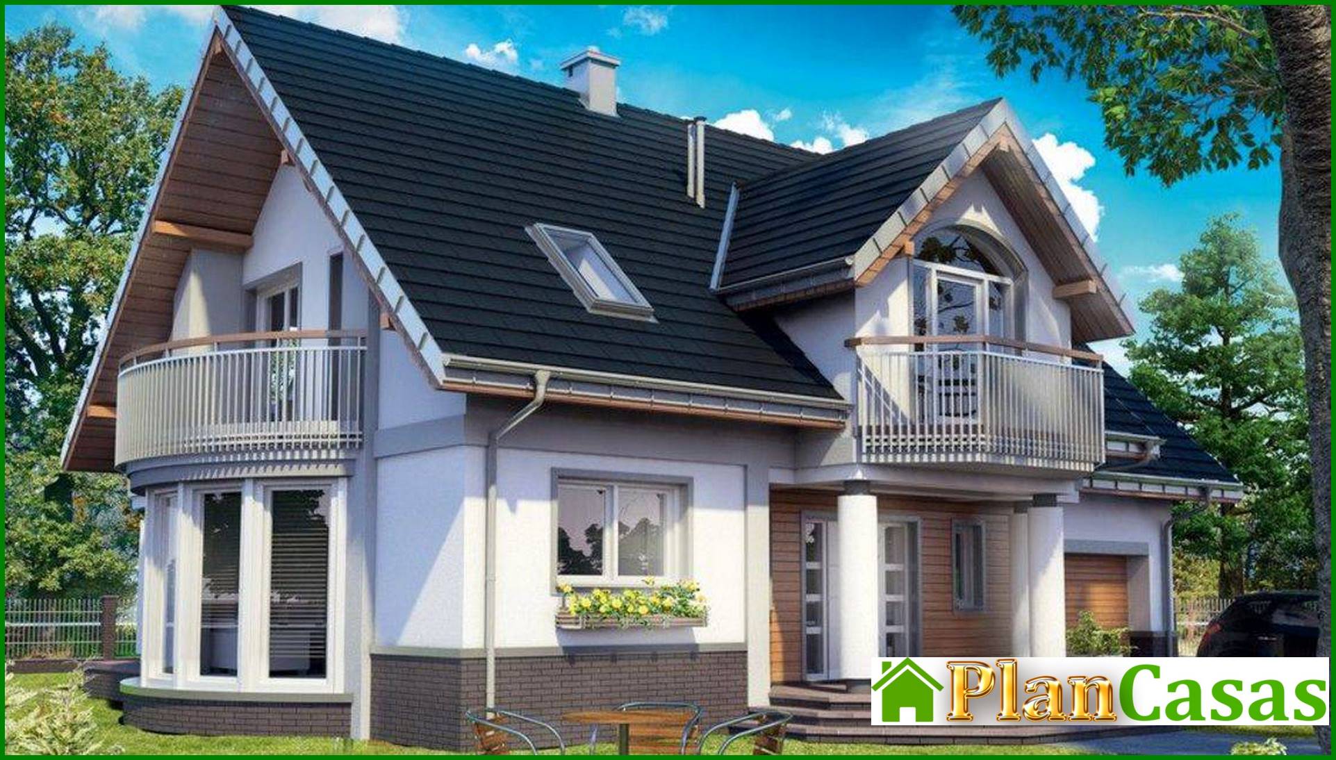 Visualization gallery - Architectural project of a country house with a living room with a bay window