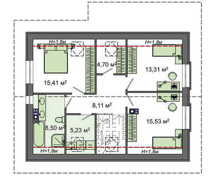 Visualization gallery - Compact two-story cottage project
