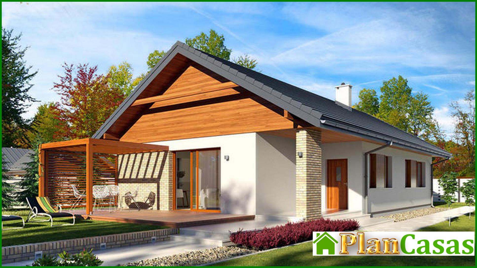 Visualization gallery - Design of a one-storey 3-bedroom cottage for a narrow plot