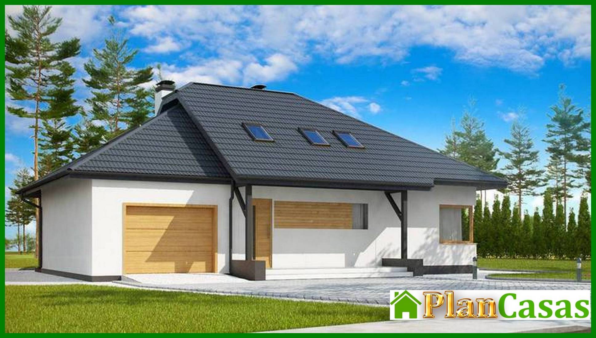 House project with attic and garage house plan