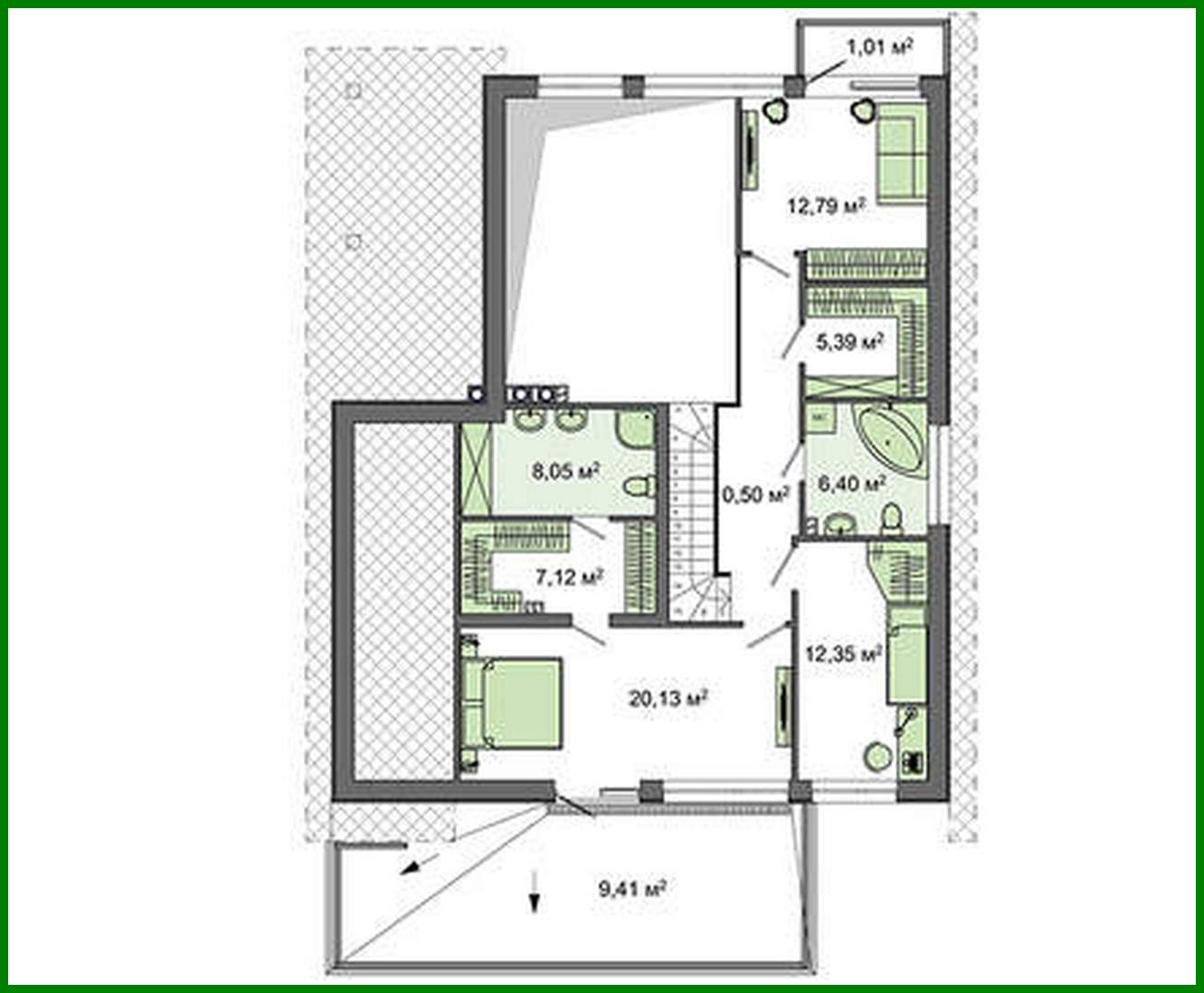 Visualization gallery - The project of a spacious cottage with a terrace above the garage