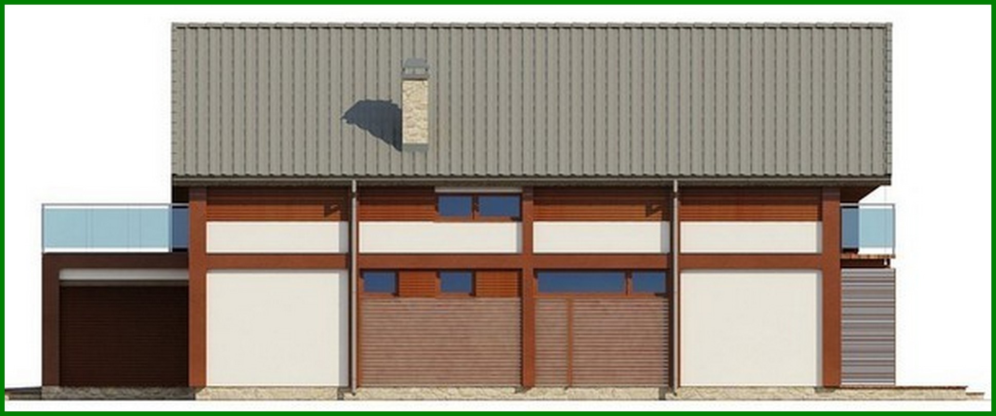 Visualization gallery - The project of a spacious cottage with a terrace above the garage