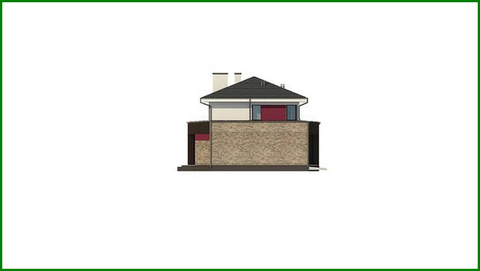 Visualization gallery - Modern project of a two-story house with a garage for two cars and a sauna