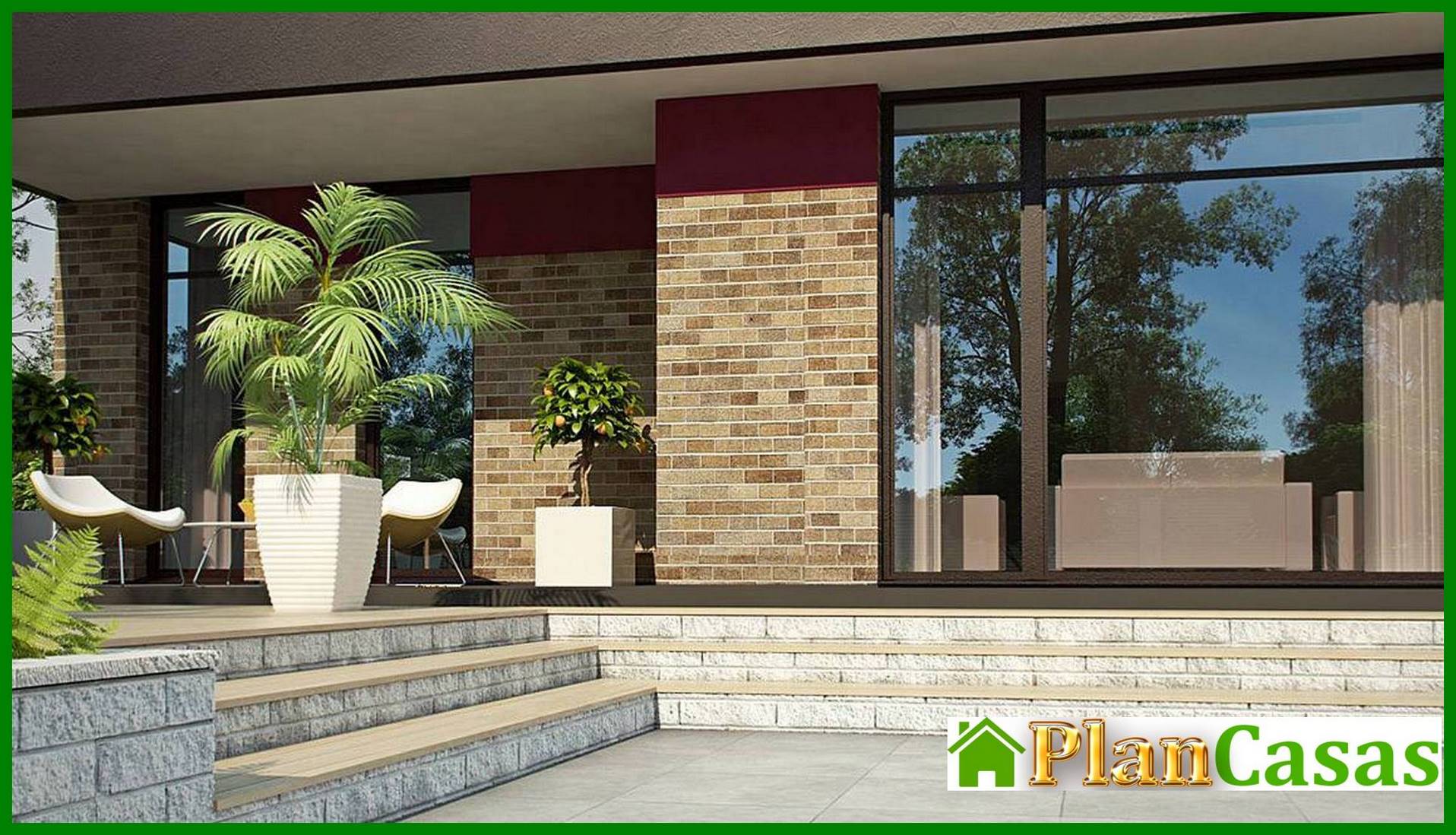 Visualization gallery - Modern project of a two-story house with a garage for two cars and a sauna