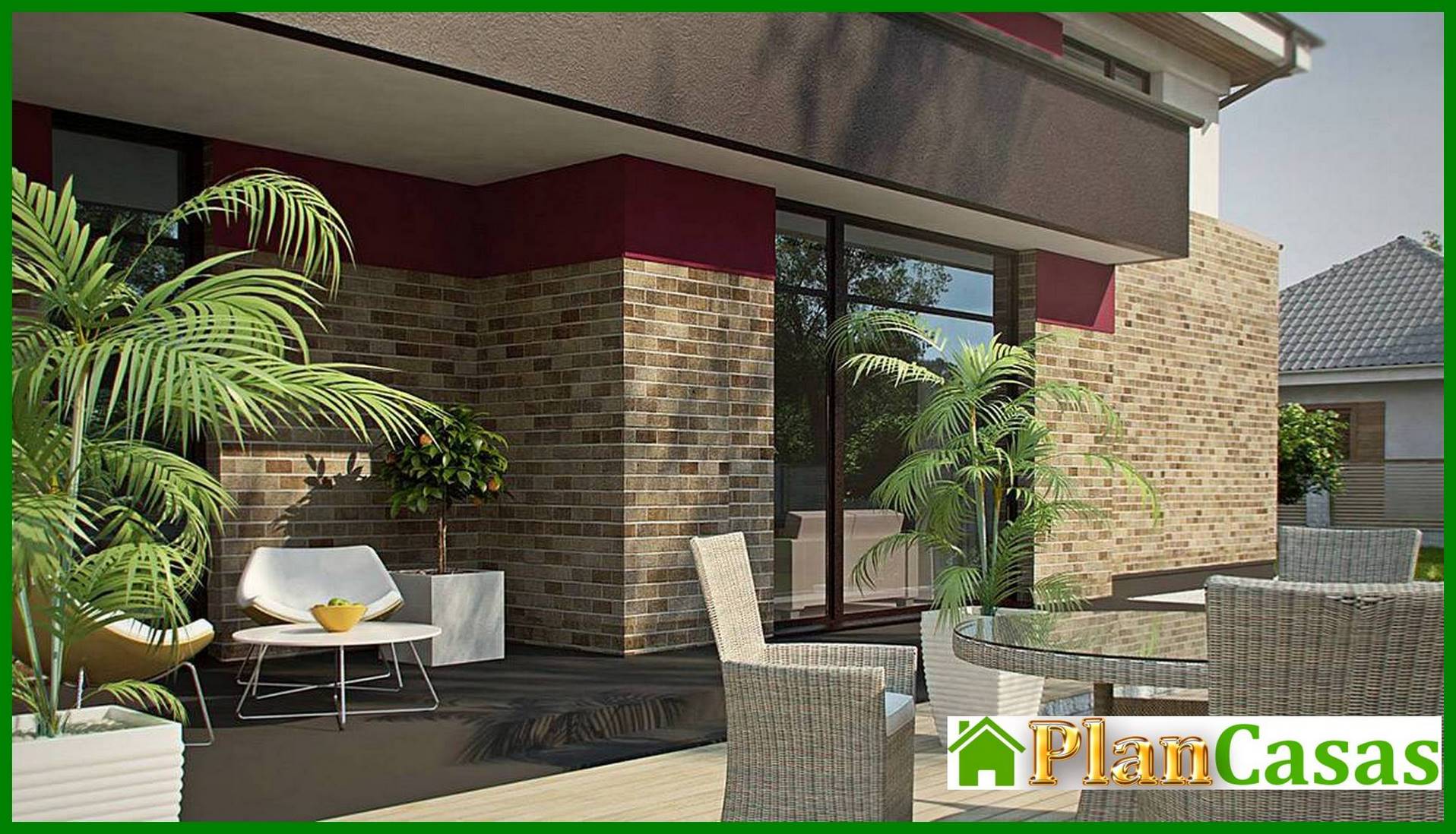 Visualization gallery - Modern project of a two-story house with a garage for two cars and a sauna