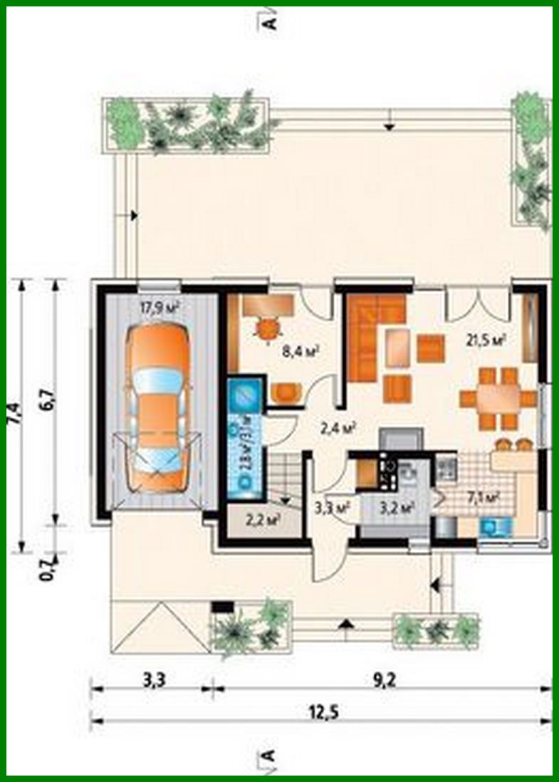 Visualization gallery - Attic Three-Bedroom Garage House