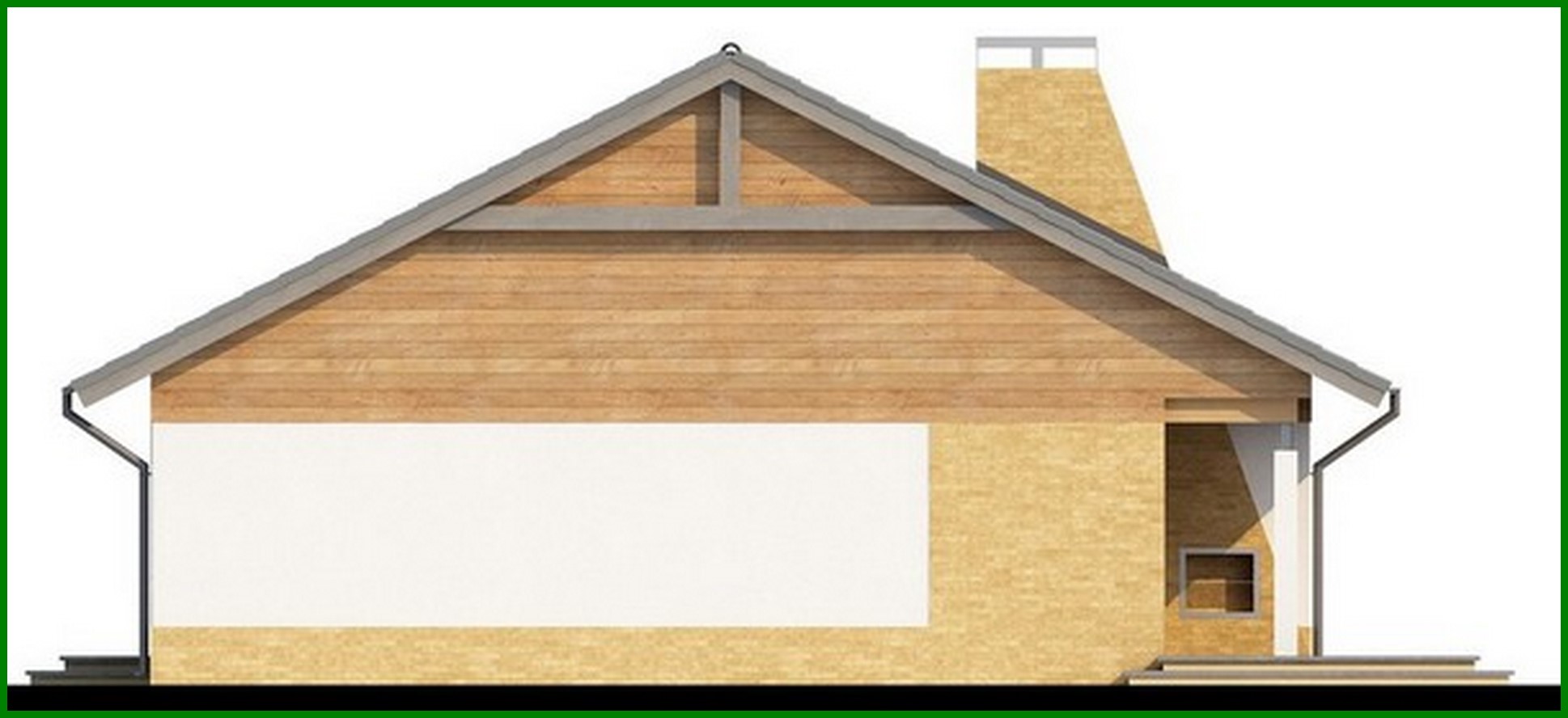 Visualization gallery - The project of a one-story cottage with three bedrooms and a gable roof