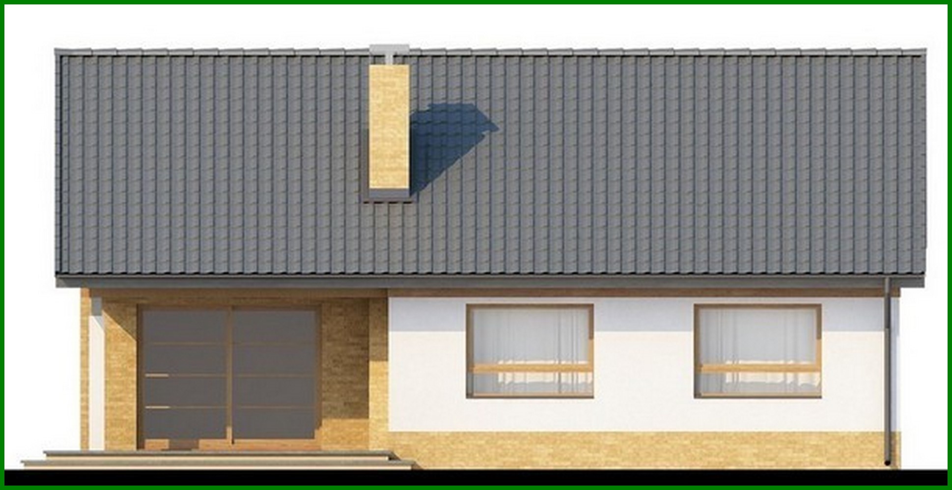 Visualization gallery - The project of a one-story cottage with three bedrooms and a gable roof