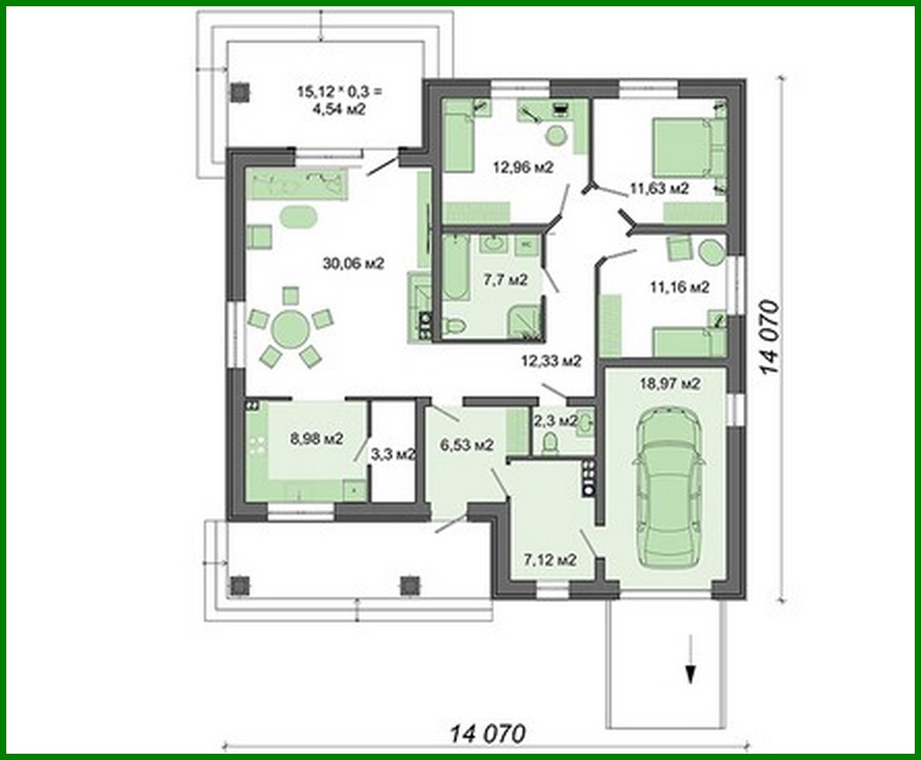 Visualization gallery - One-story house with a garage and three bedrooms