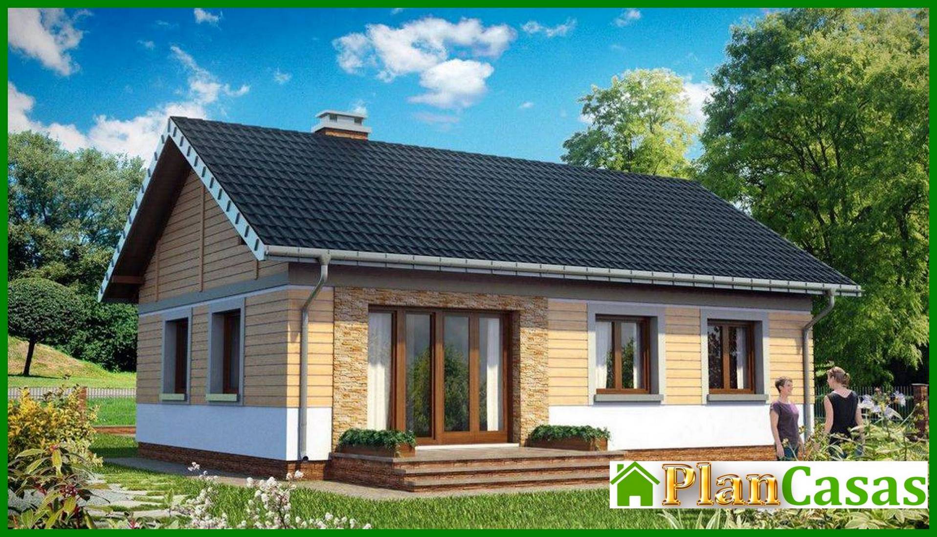 Small house with four living rooms house plan