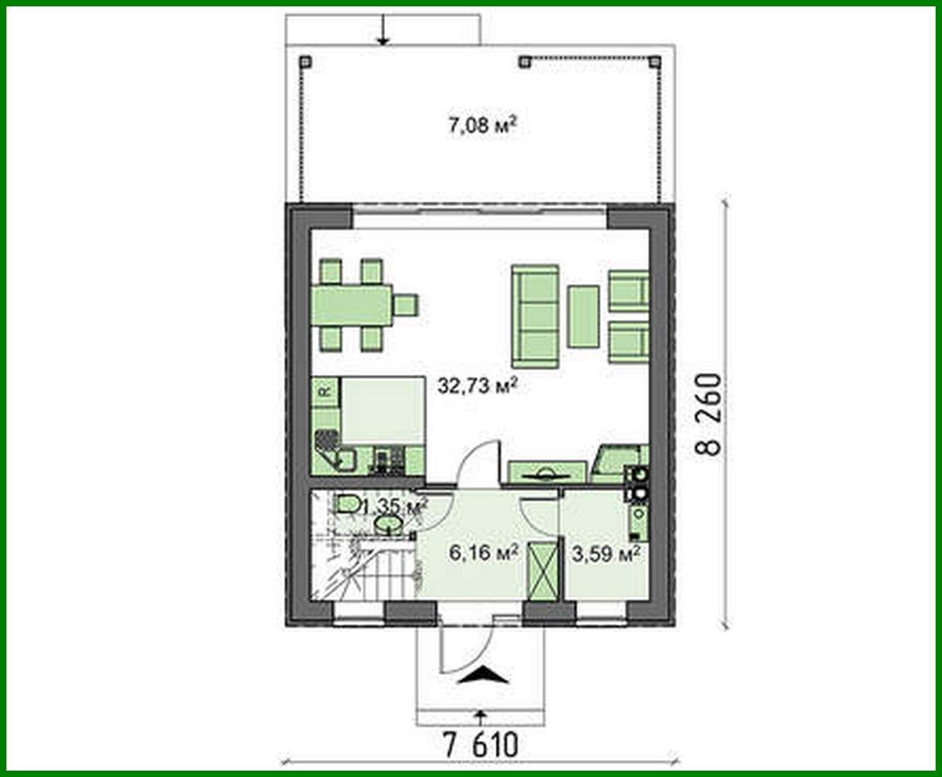 Visualization gallery - Compact cottage with an attic 80 m²