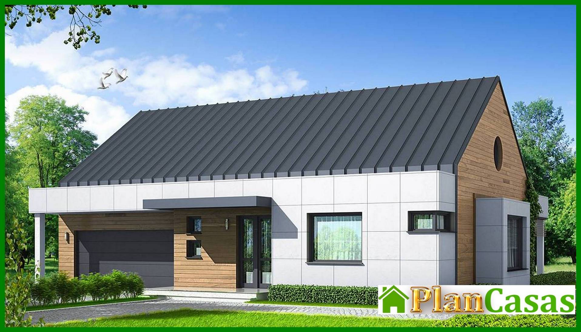 Visualization gallery - Scheme of an attractive residential building with a garage for two cars